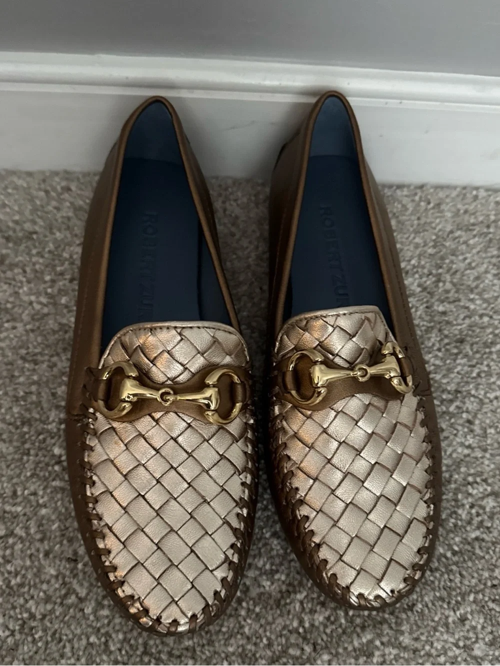 Robert Zur Gold/ Metallic Flat Loafers Women’s Size 7.5 AA New